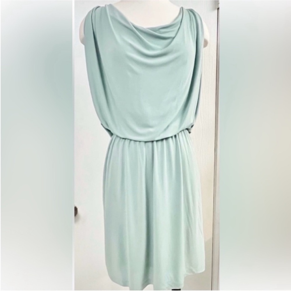 Halston Heritage Sleeveless Mint Green Drape Waist Mini Dress Size Medium